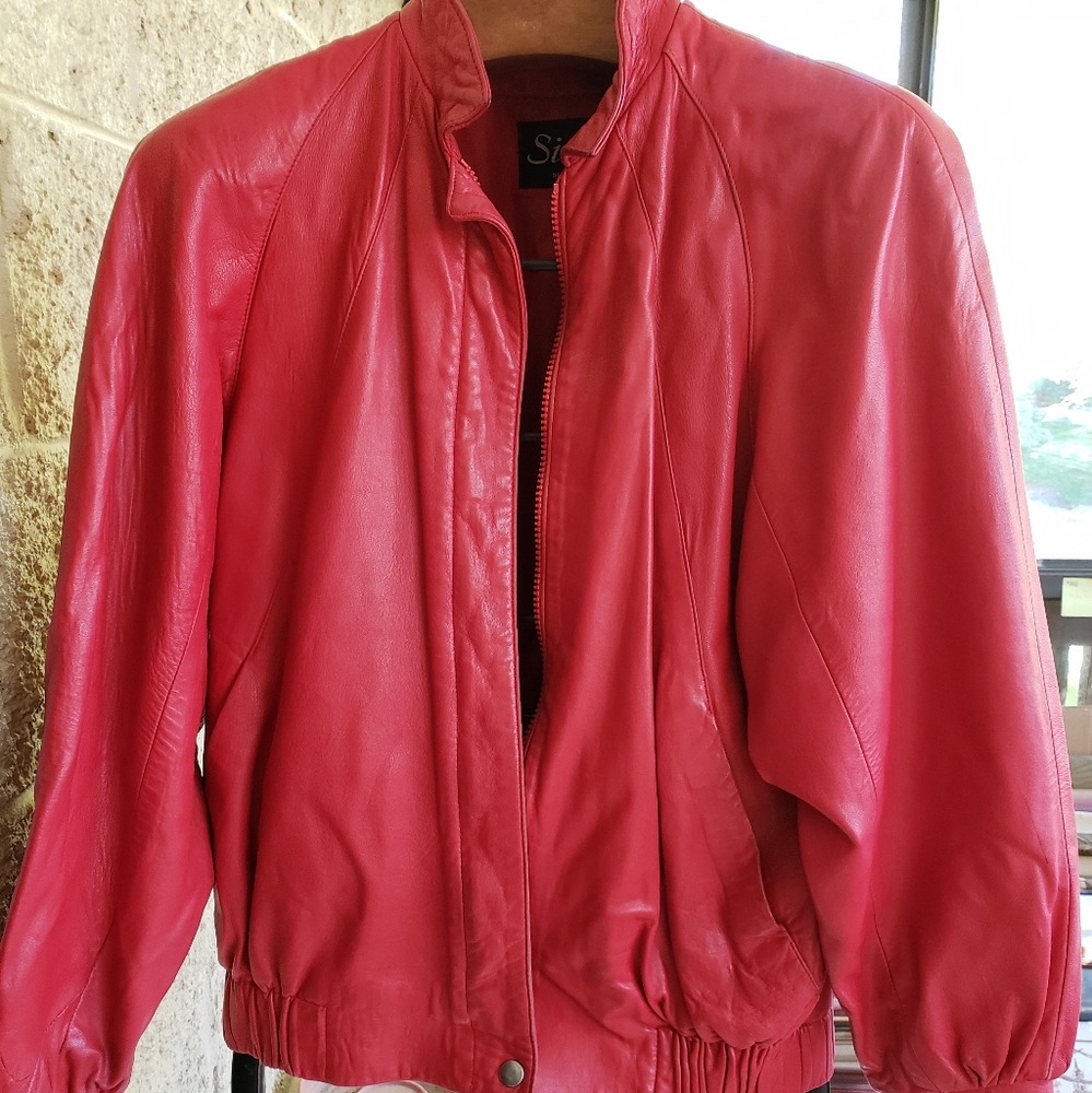 Vintage 80s Red Leather Jacket size S